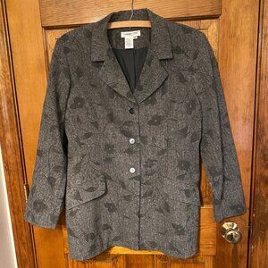 Coldwater Creek Gray Blazer with Dark Gray Floral Pattern  - Like New! 12P